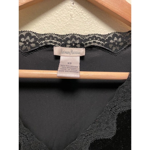 Vintage Neiman Marcus Womens Blouse Size XS Black Velvet Lace Goth Witch 90s - Picture 2 of 6